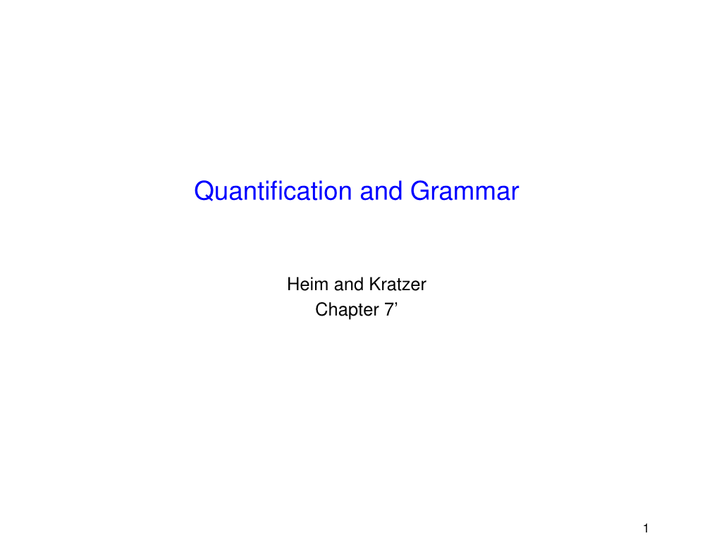 Quantification and Grammar