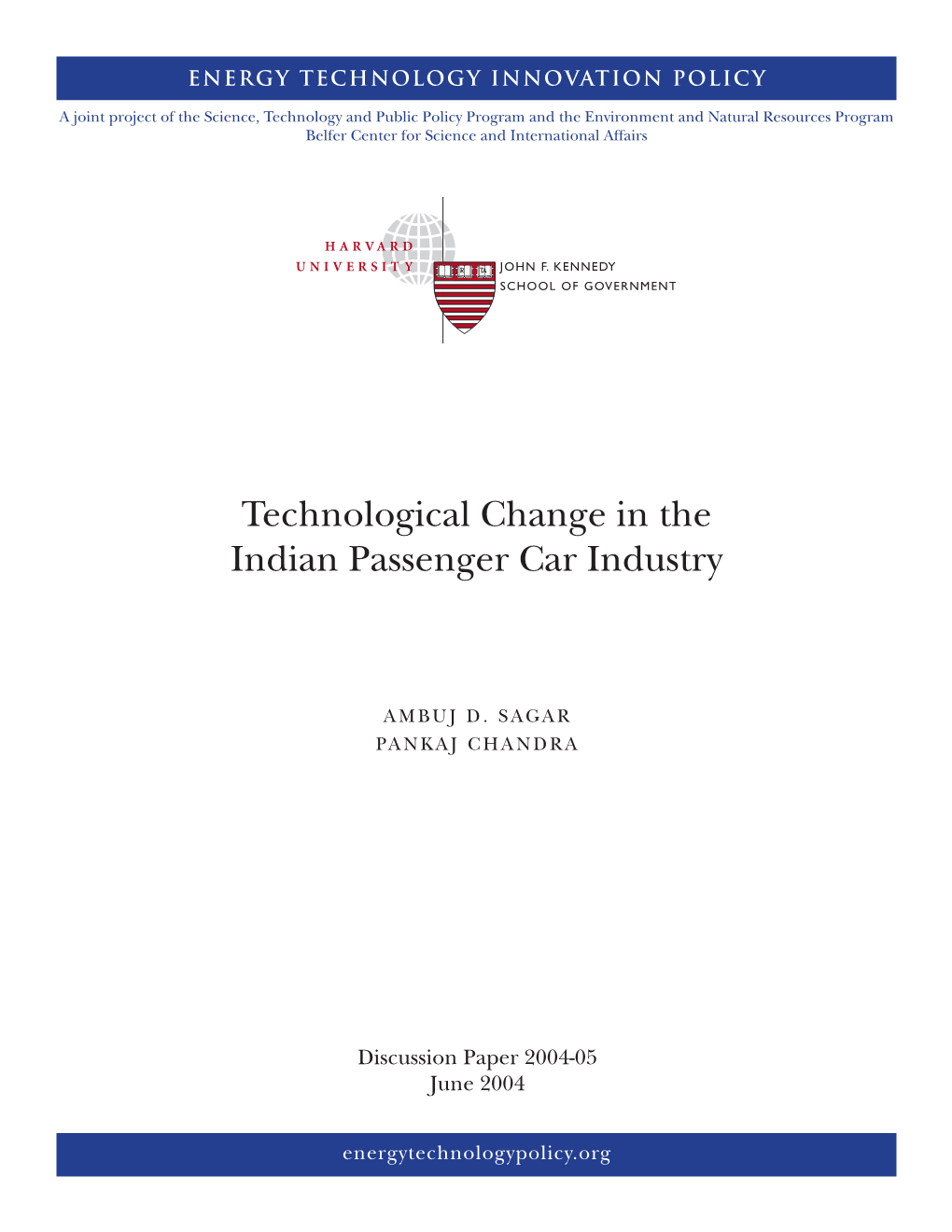 Technological Change in the Indian Passenger Car Industry