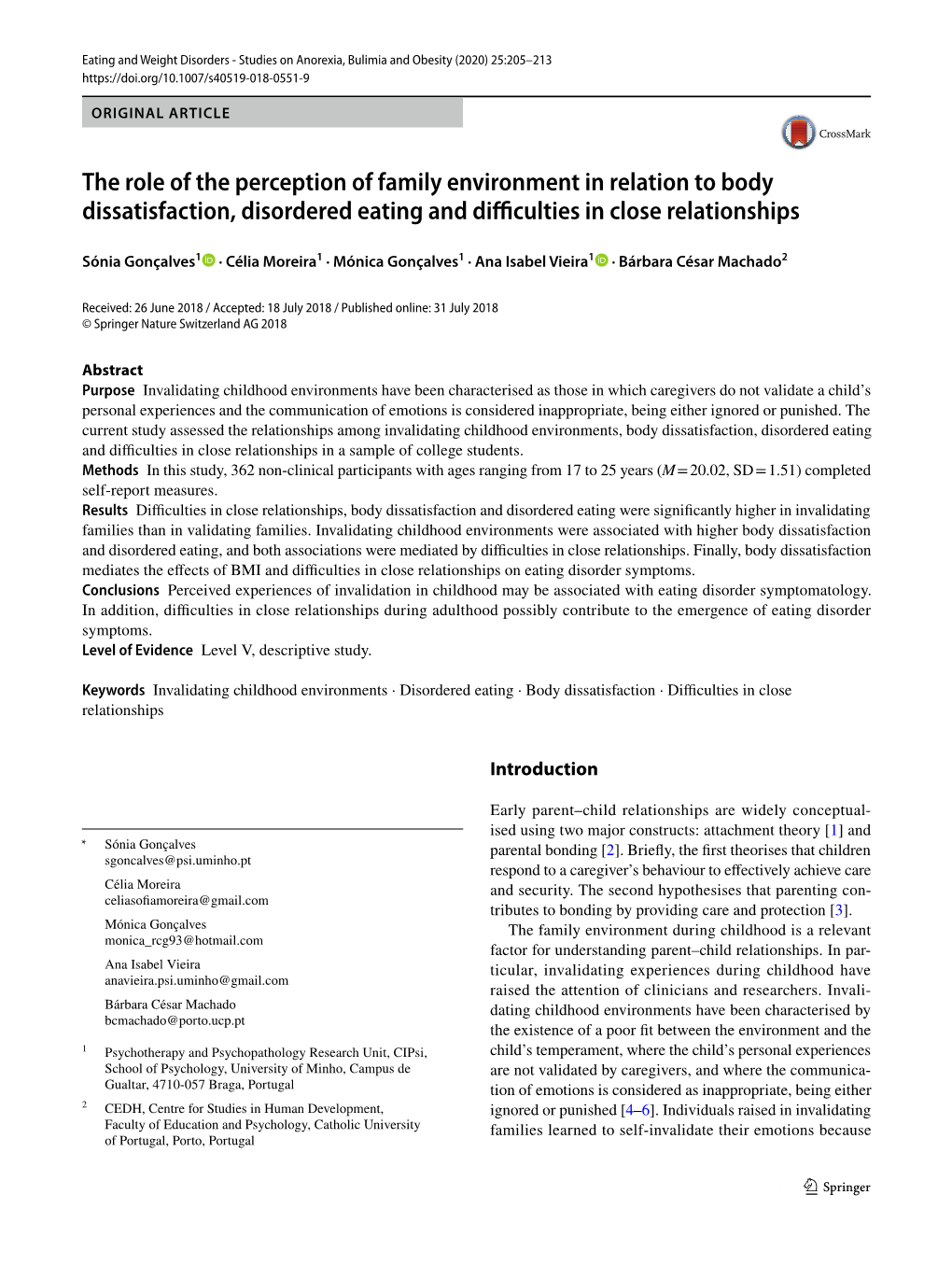 The Role of the Perception of Family Environment in Relation to Body.Pdf