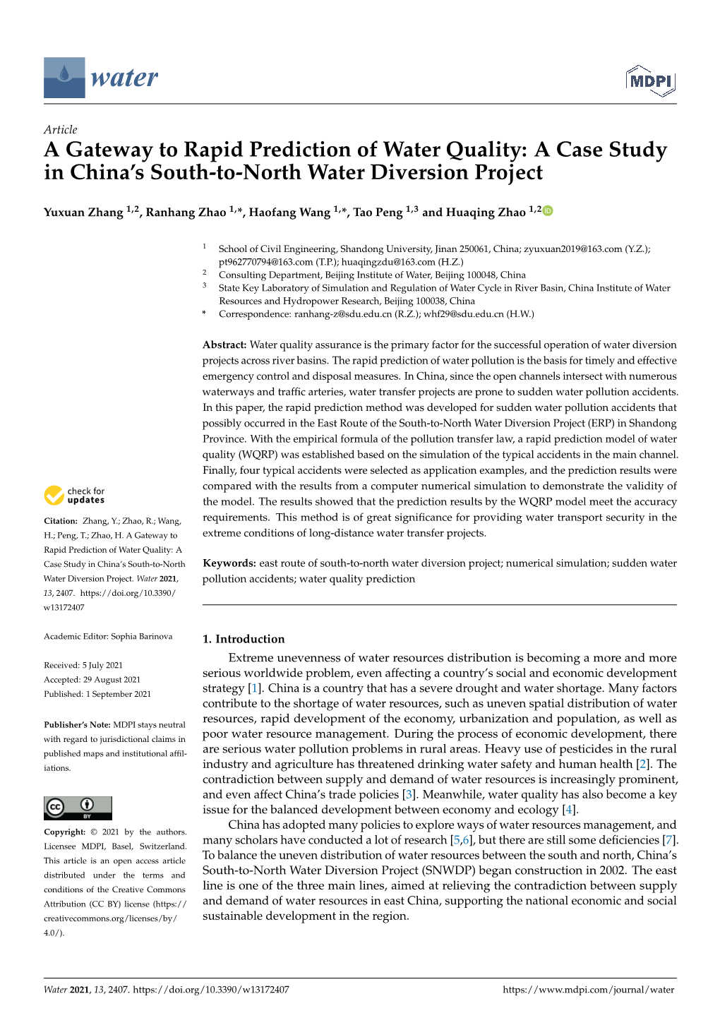 A Case Study in China's South-To-North Water Diversion