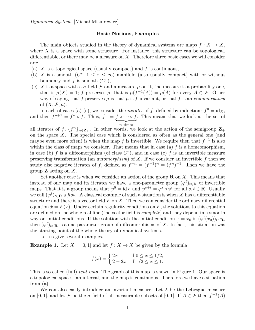 Dynamical Systems [Micha L Misiurewicz] Basic Notions