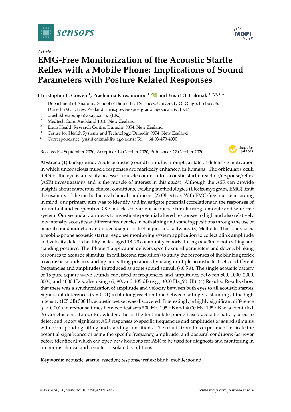 EMG-Free Monitorization of the Acoustic Startle Reflex with a Mobile Phone