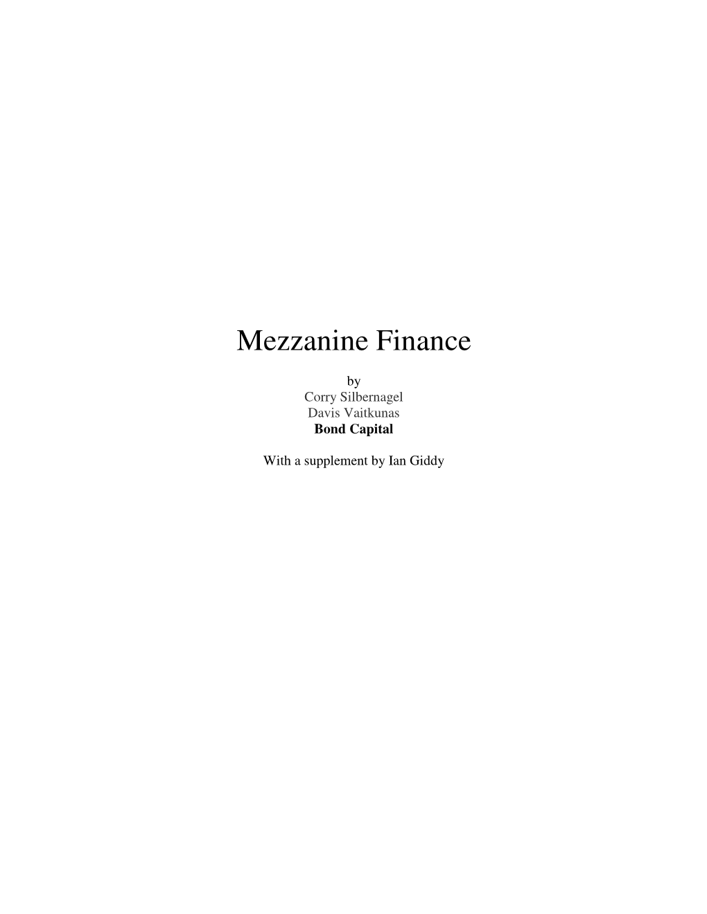 Mezzanine Finance Explained