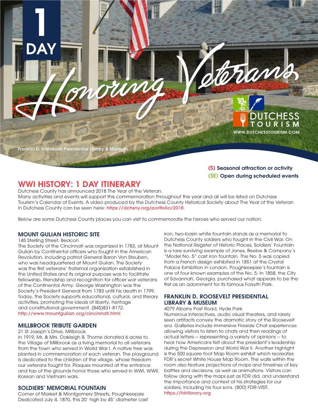 WWI HISTORY: 1 DAY ITINERARY Dutchess County Has Announced 2018 the Year of the Veteran