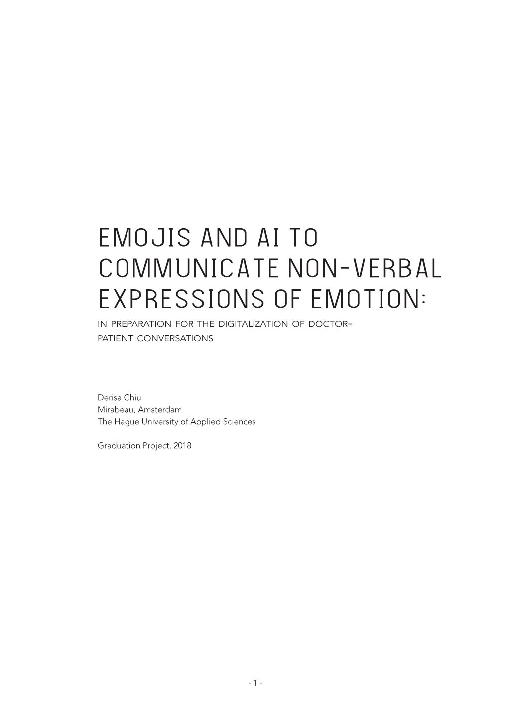 EMOJIS and AI to COMMUNICATE NON-VERBAL EXPRESSIONS of EMOTION: in Preparation for the Digitalization of Doctor- Patient Conversations