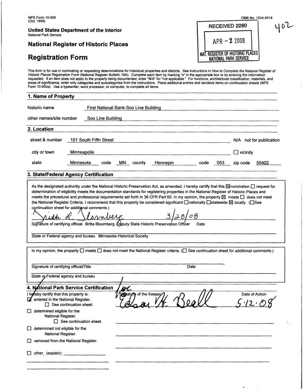 National Register of Historic Places Registration Form (National Register Bulletin 16A)