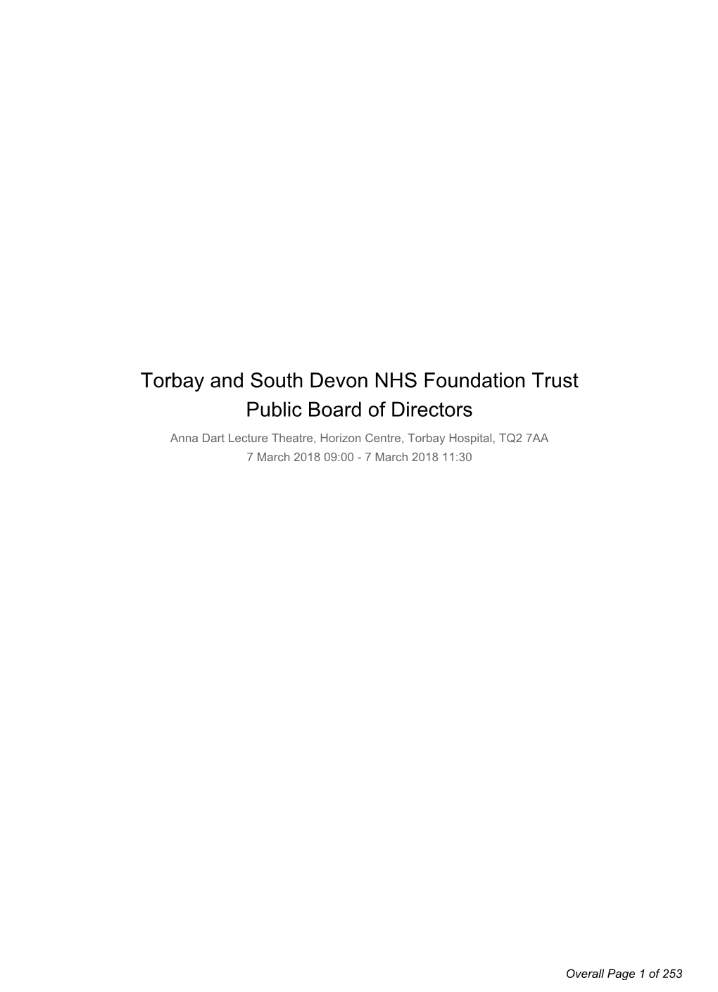 Trust Board Papers for 7 March 2018