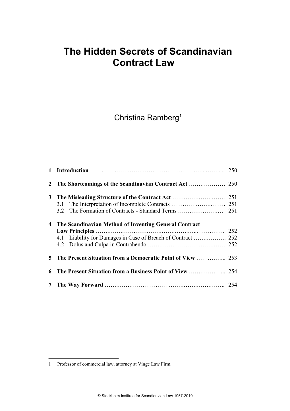 The Hidden Secrets of Scandinavian Contract Law