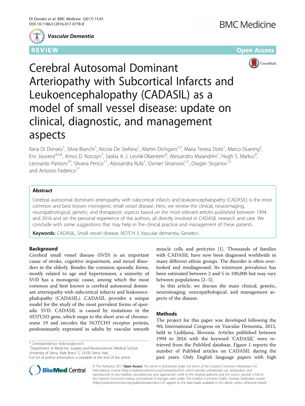 Cerebral Autosomal Dominant Arteriopathy With