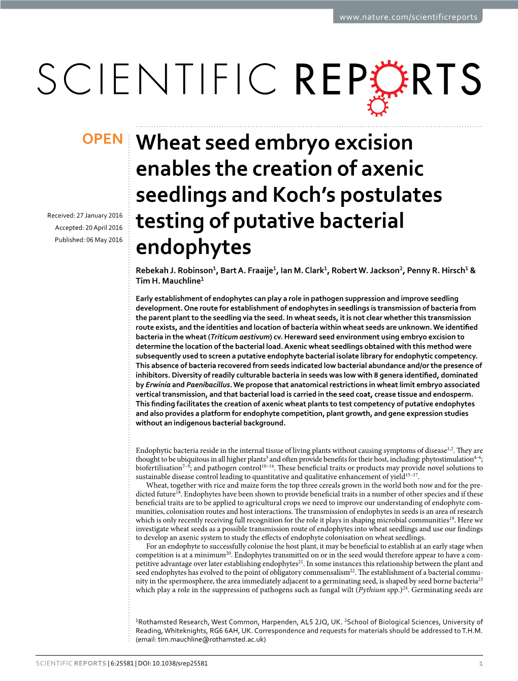 Wheat Seed Embryo Excision Enables the Creation Of