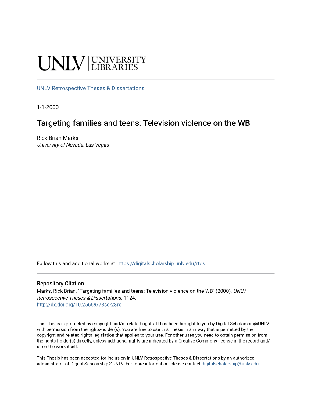 Targeting Families and Teens: Television Violence on the WB