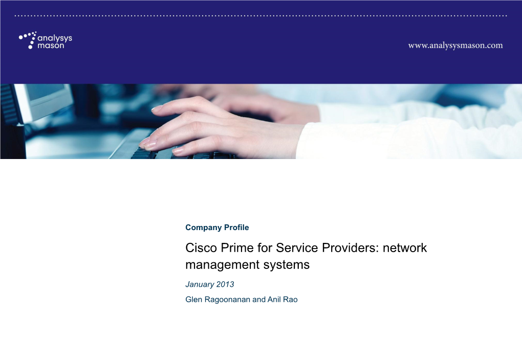 Analysys Mason Provides an Assessment of Cisco Prime For