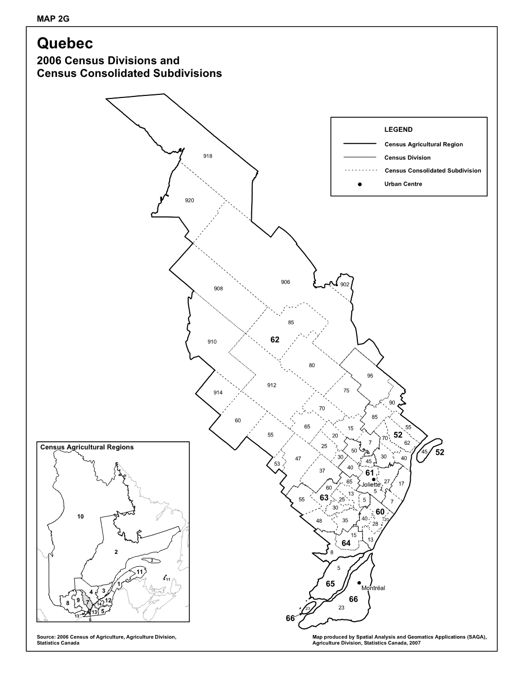 Quebec 2006 Census Divisions and Census Consolidated Subdivisions