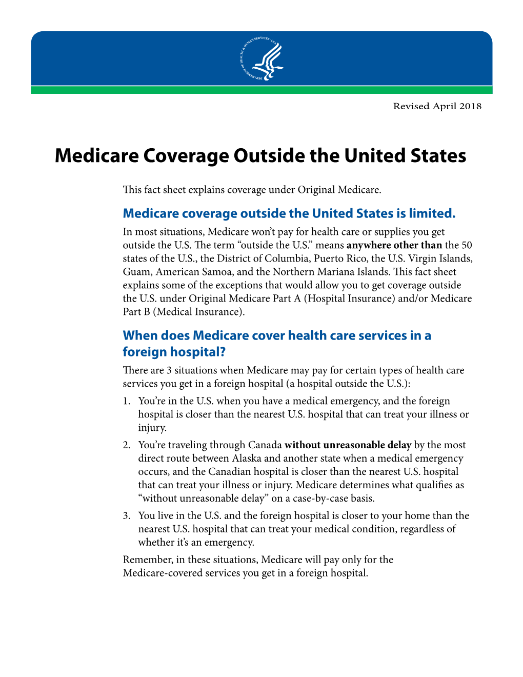 Medicare Coverage Outside the United States