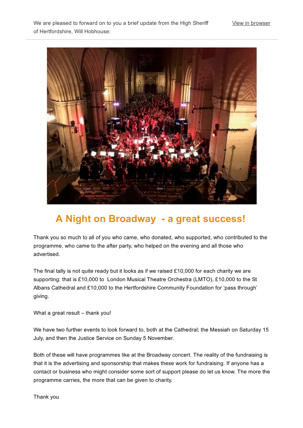 A Night on Broadway a Great Success!