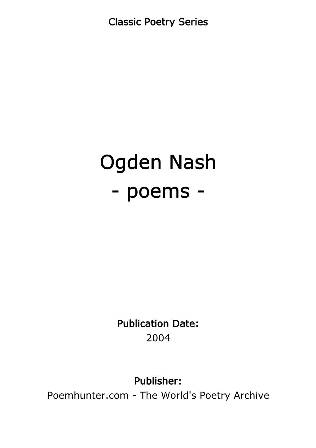 Ogden Nash - Poems
