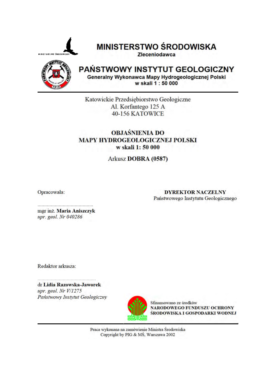 Mapa Hydrogeologiczna Polski 1: 50 000 – Plansza Główna