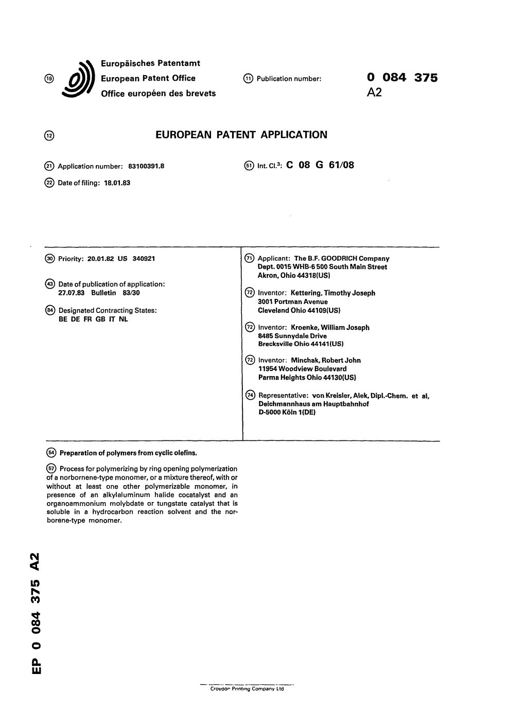 Preparation of Polymers from Cyclic Olefins