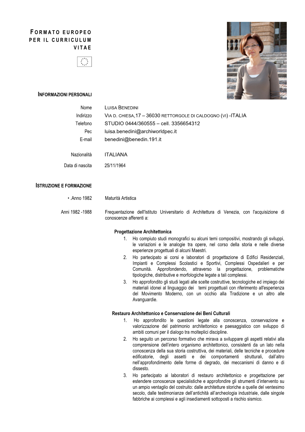 Curriculum Vitae Luisa Benedini