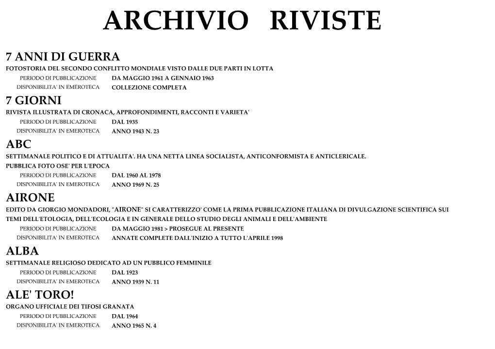 Archivio Riviste