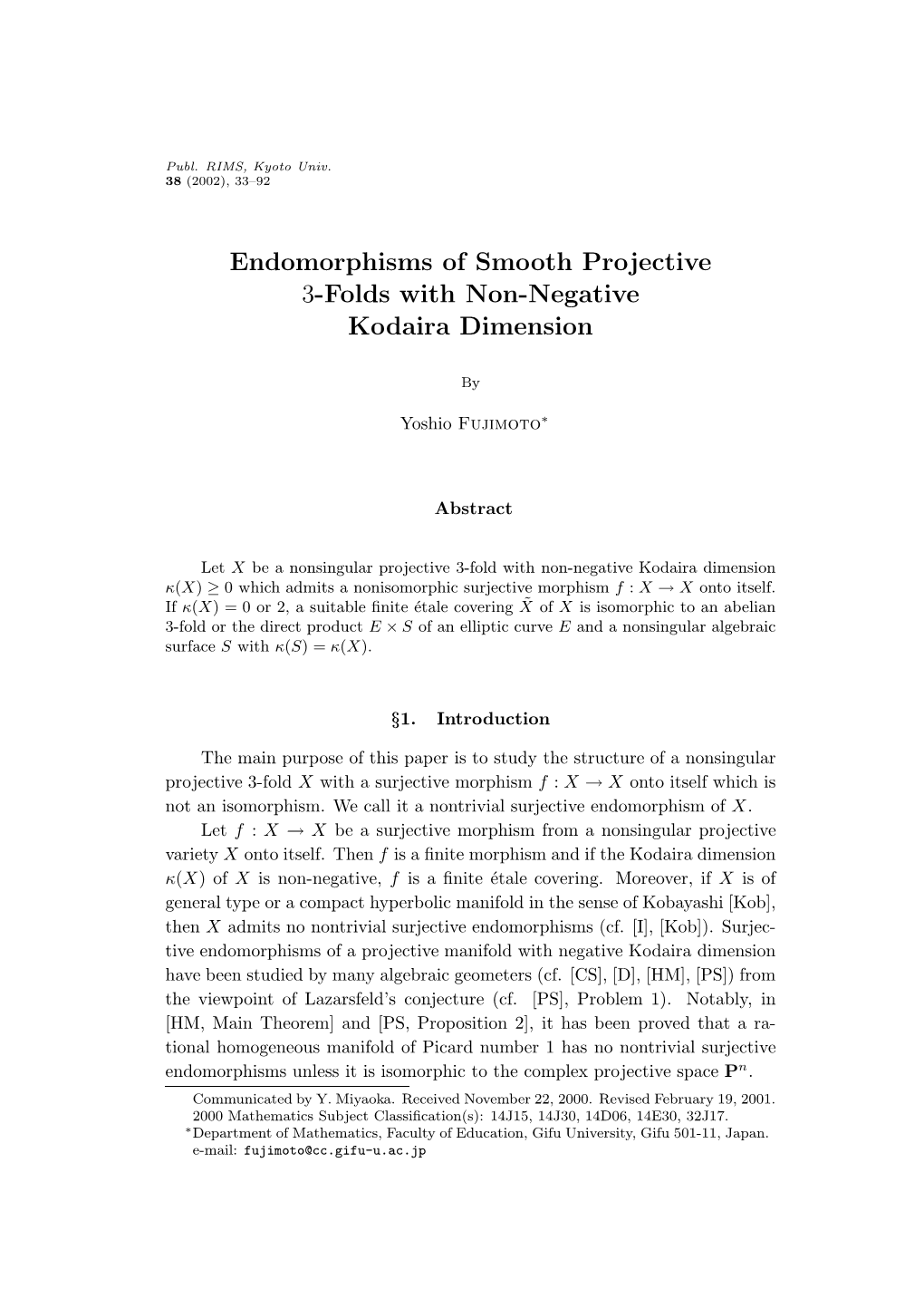 Endomorphisms of Smooth Projective 3-Folds with Non-Negative Kodaira Dimension