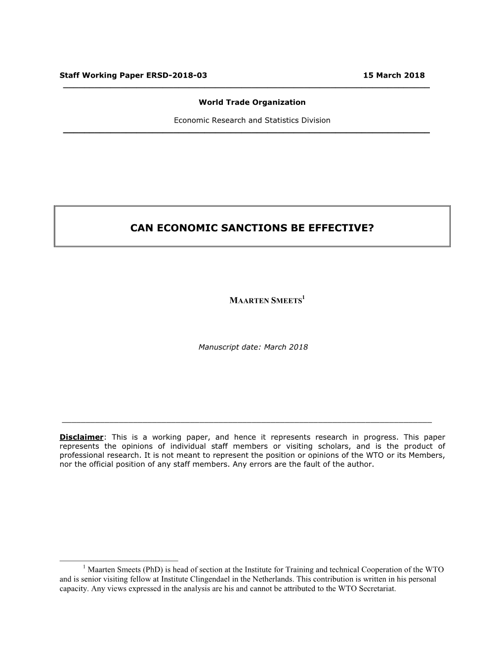 Can Economic Sanctions Be Effective?