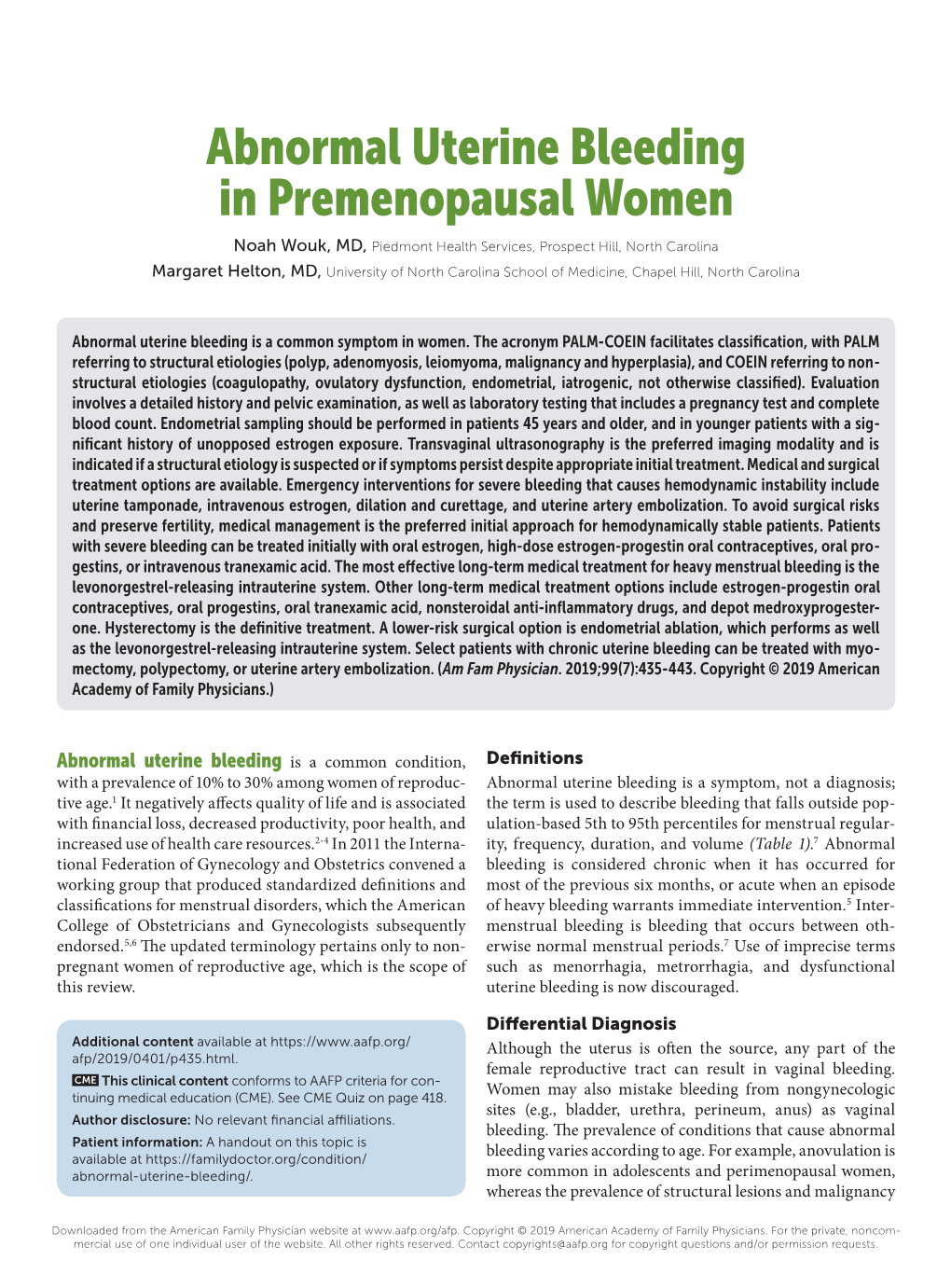 Abnormal Uterine Bleeding