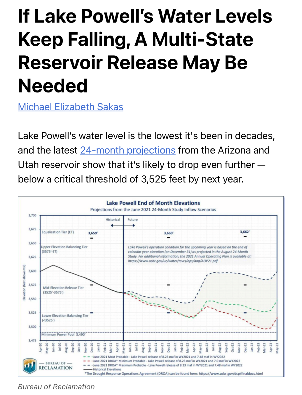 If Lake Powell's Water Levels Keep Falling, a Multi-State Reservoir