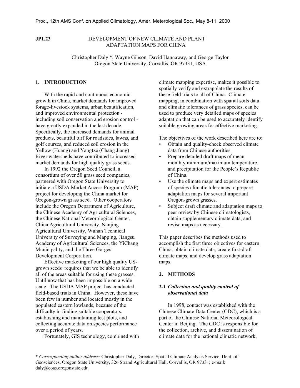 Development of New Climate and Plant Adaptation Maps for China