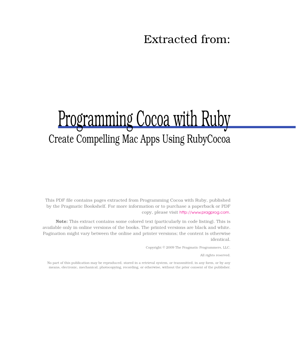 Programming Cocoa with Ruby Create Compelling Mac Apps Using Rubycocoa