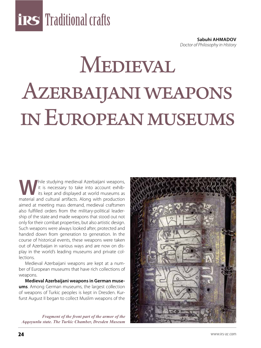 Medieval Azerbaijani Weapons in European Museums
