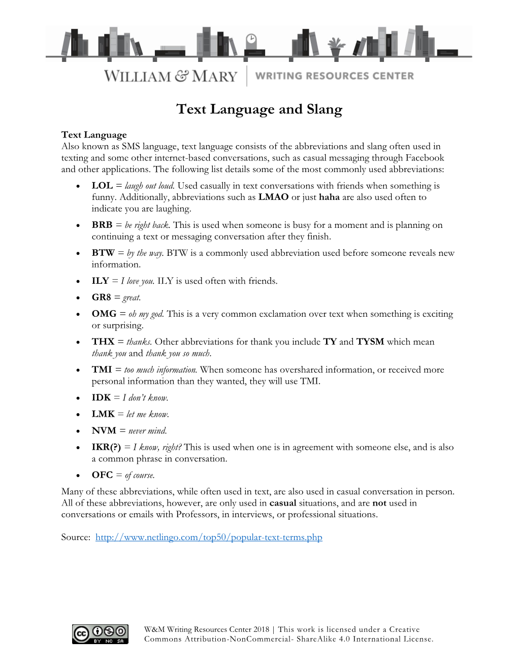 Text Language and Slang