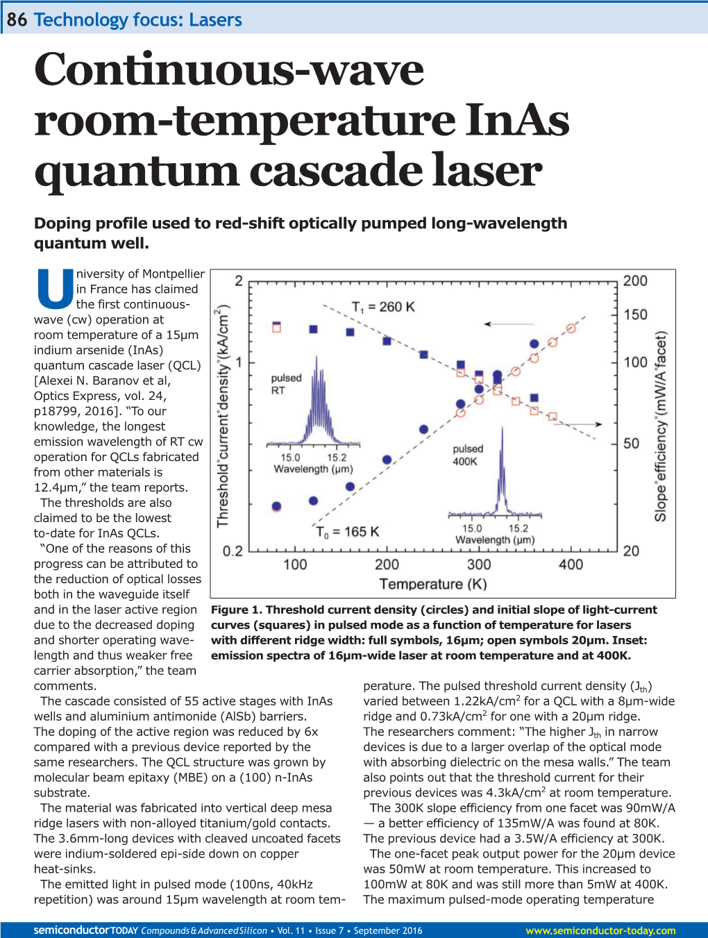 Continuous-Wave Room-Temperature Inas Quantum Cascade Laser