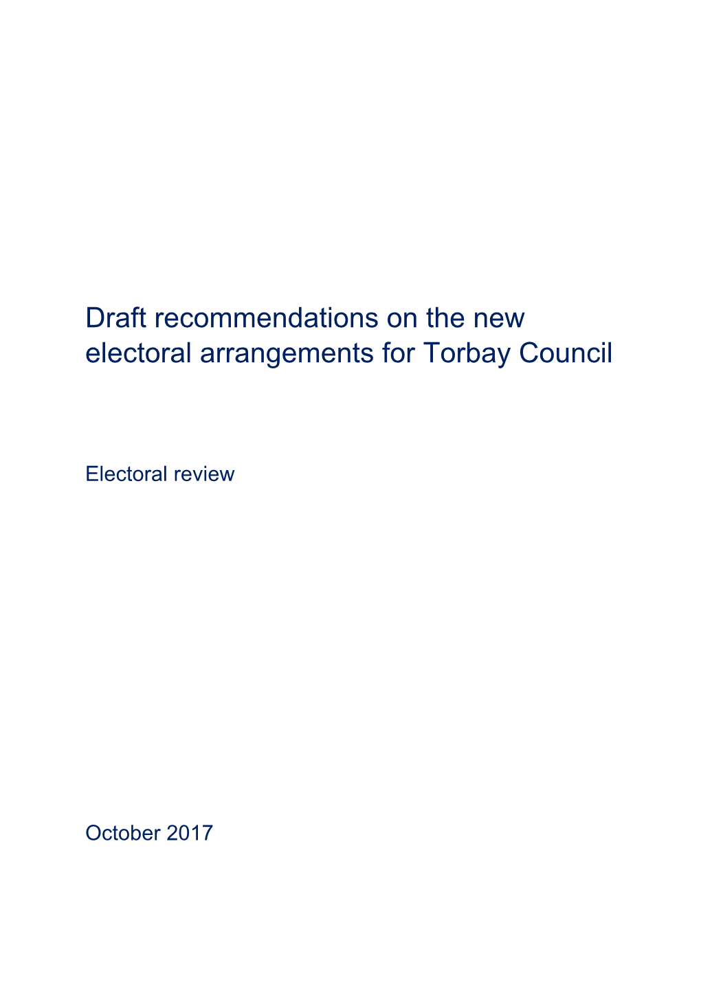 Draft Recommendations Report for Torbay Council