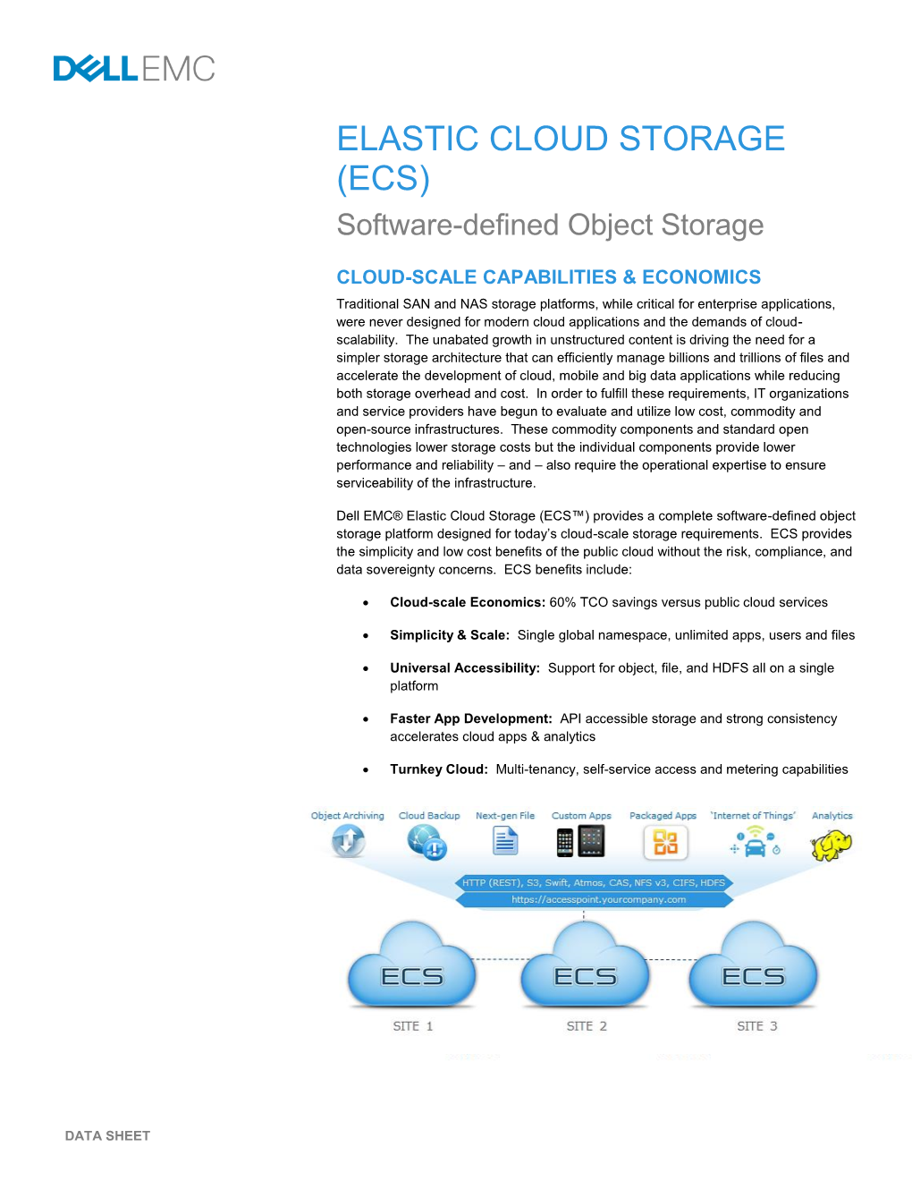 ELASTIC CLOUD STORAGE (ECS) Software-Defined Object Storage