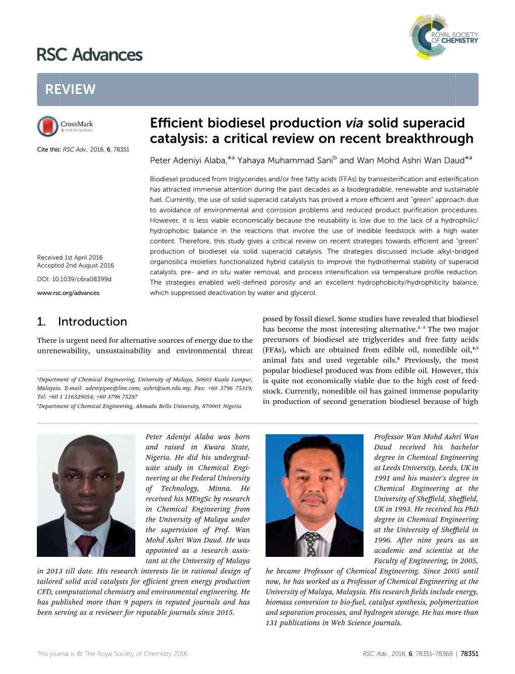 Efficient Biodiesel Production Via Solid Superacid Catalysis