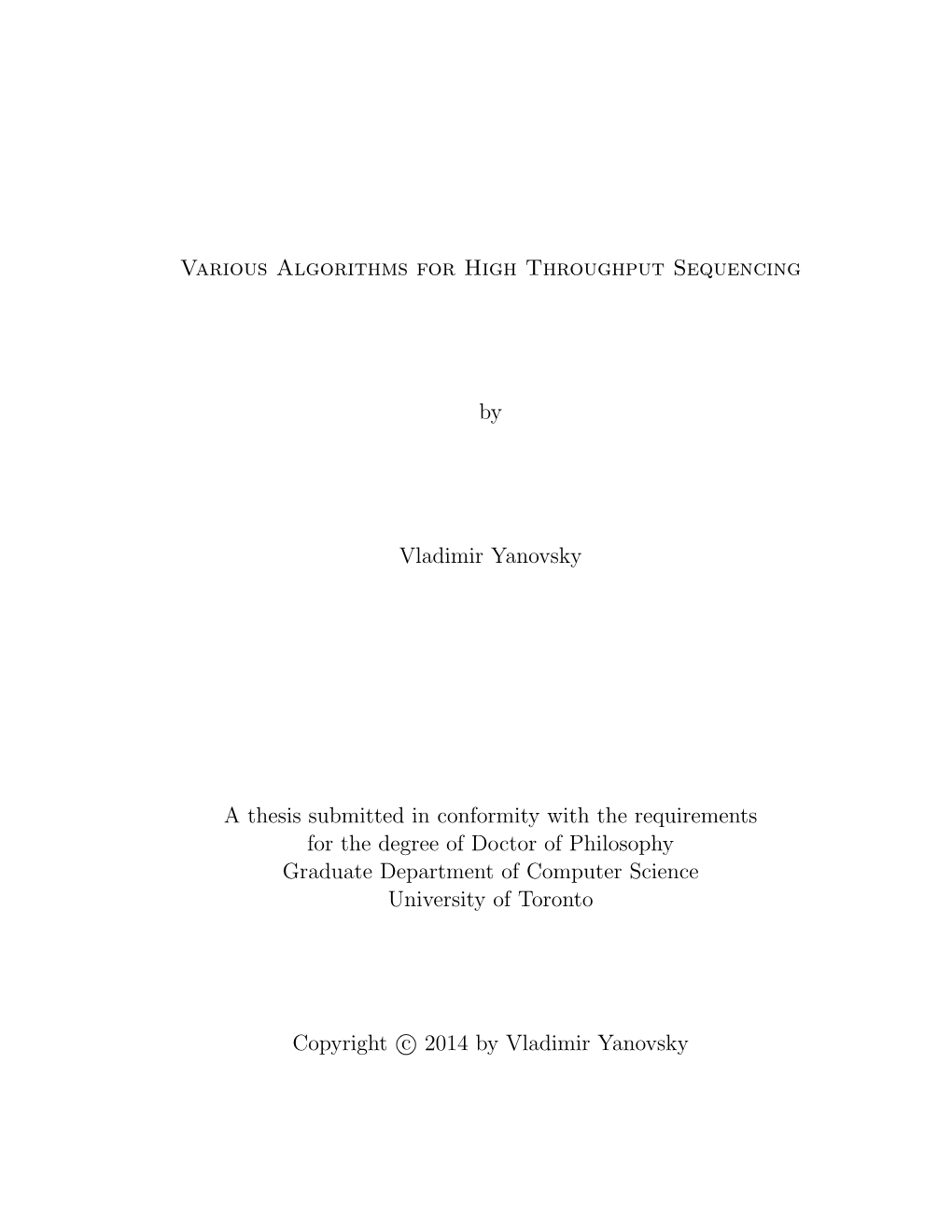 Various Algorithms for High Throughput Sequencing