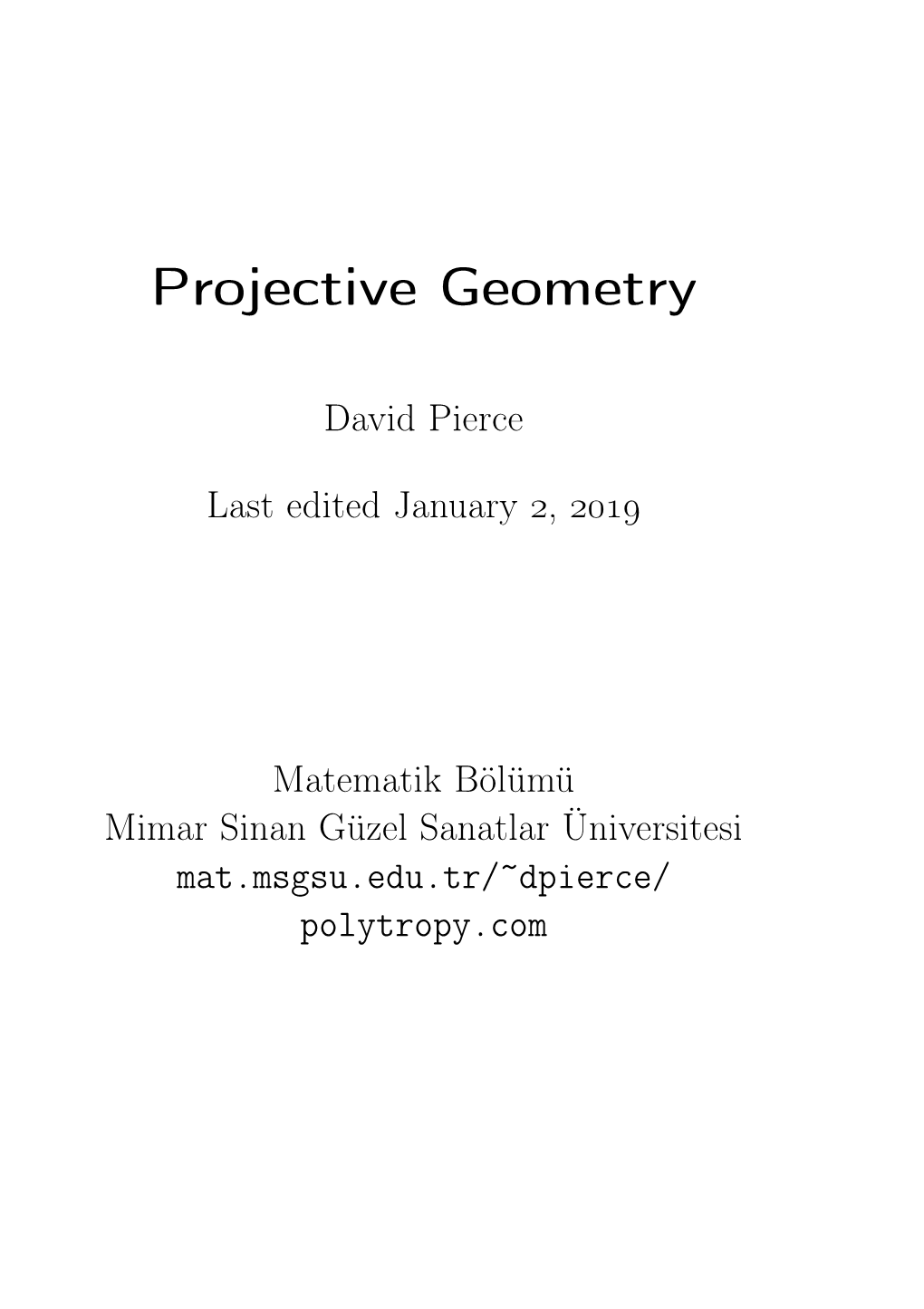 Projective Geometry