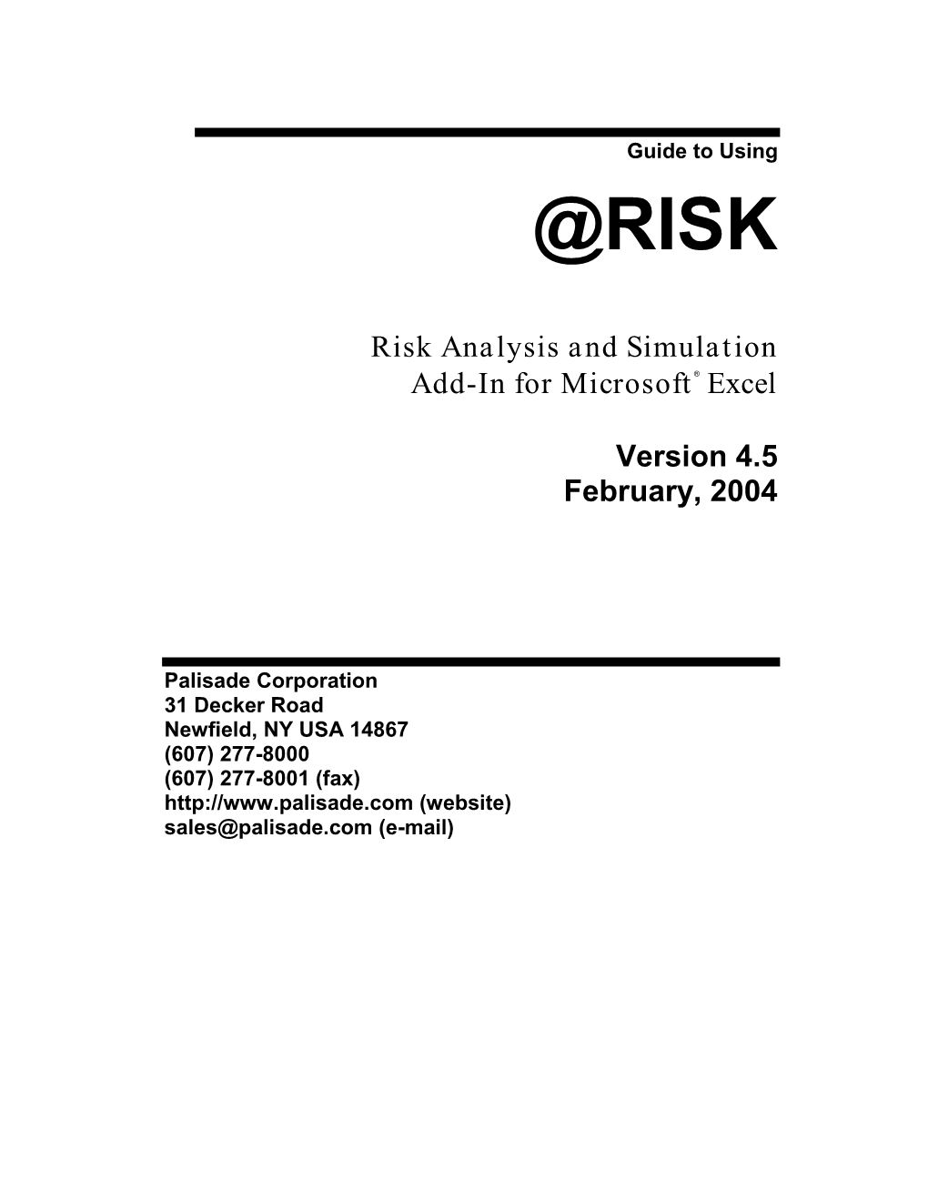 RISK for Microsoft Excel