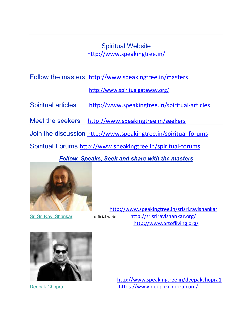 Spiritual Website Follow