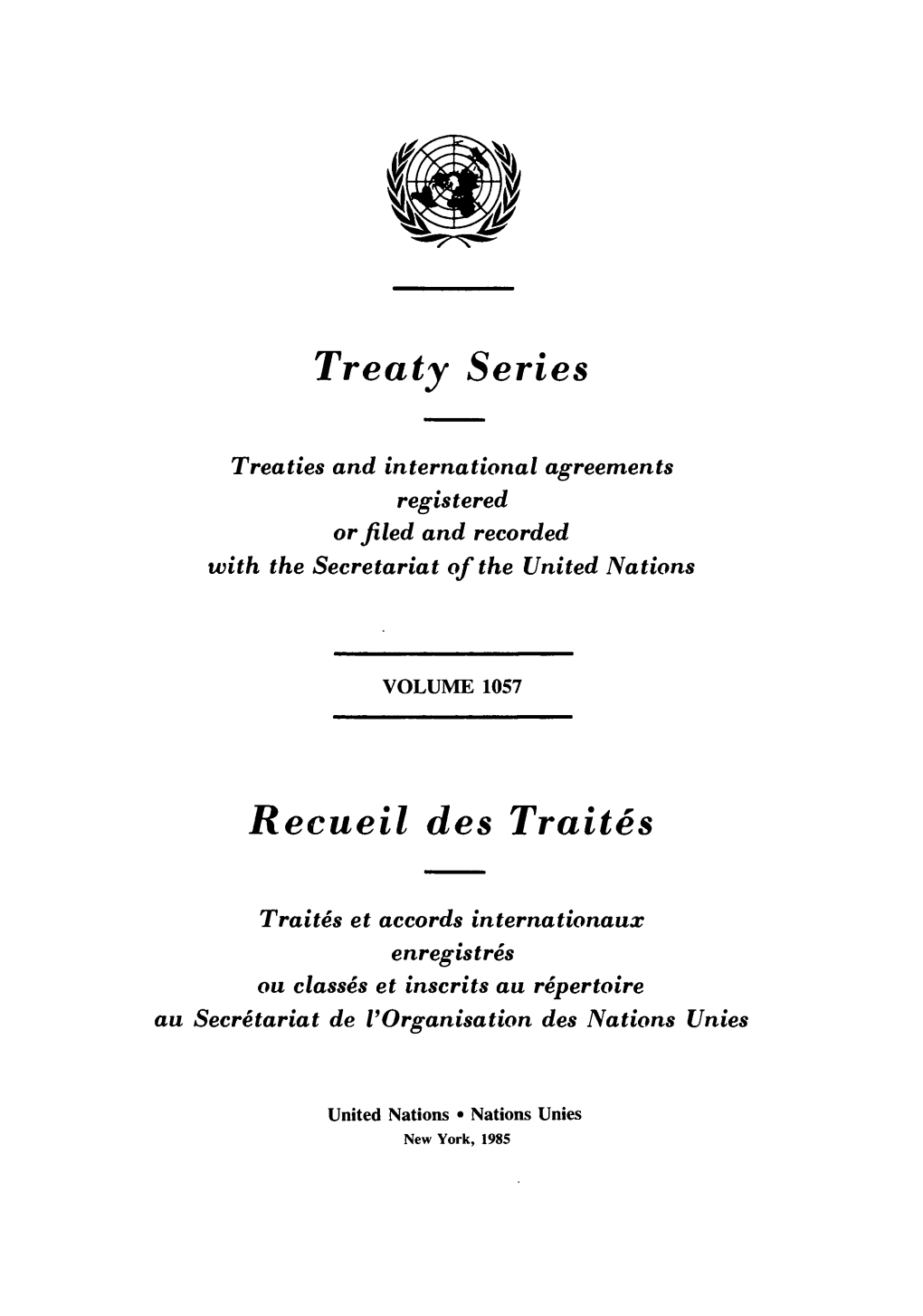 Treaty Series Recueil Des Traites