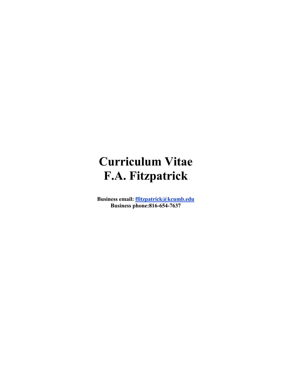 Curriculum Vitae FA Fitzpatrick