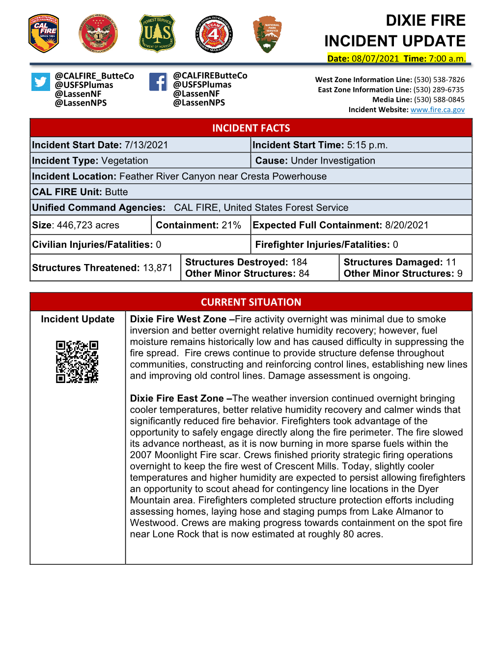 Dixie Fire Incident Update