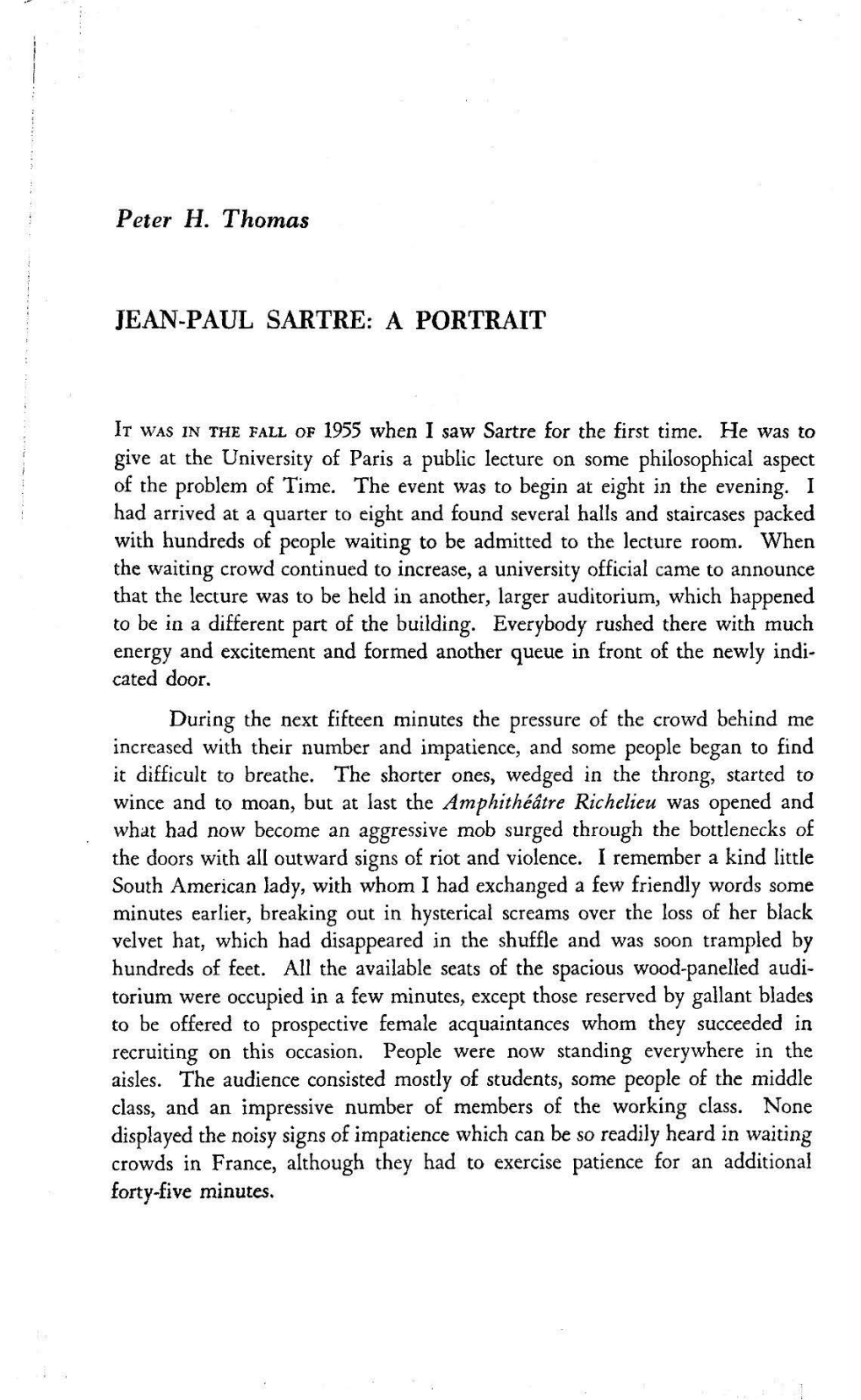 Jean~Paul Sartre: a Portrait