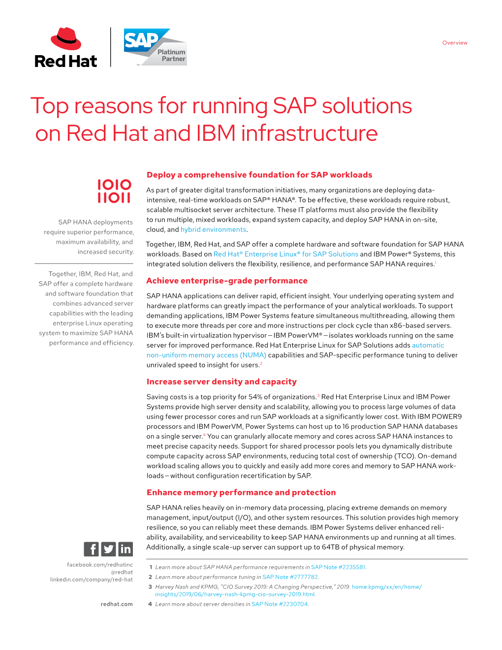 Top Reasons for Running SAP Solutions on Red Hat and IBM Infrastructure