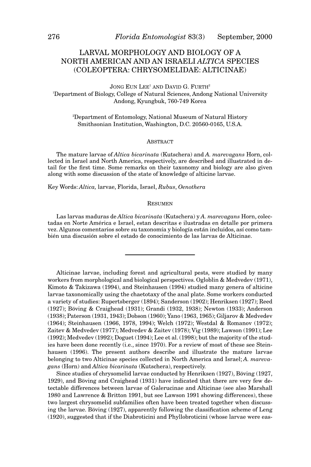 276 Florida Entomologist 83(3) September, 2000