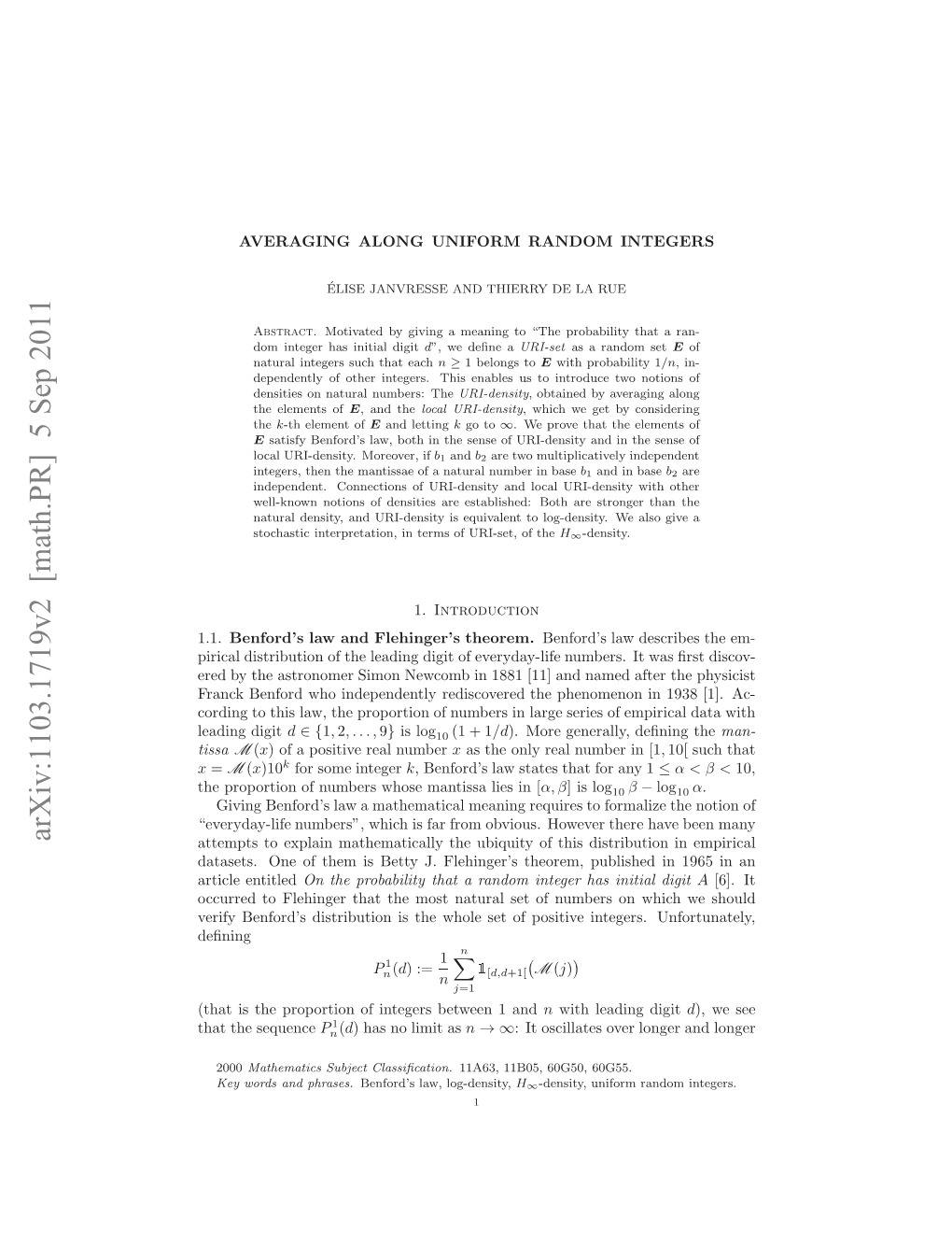 Averaging Along Uniform Random Integers 3