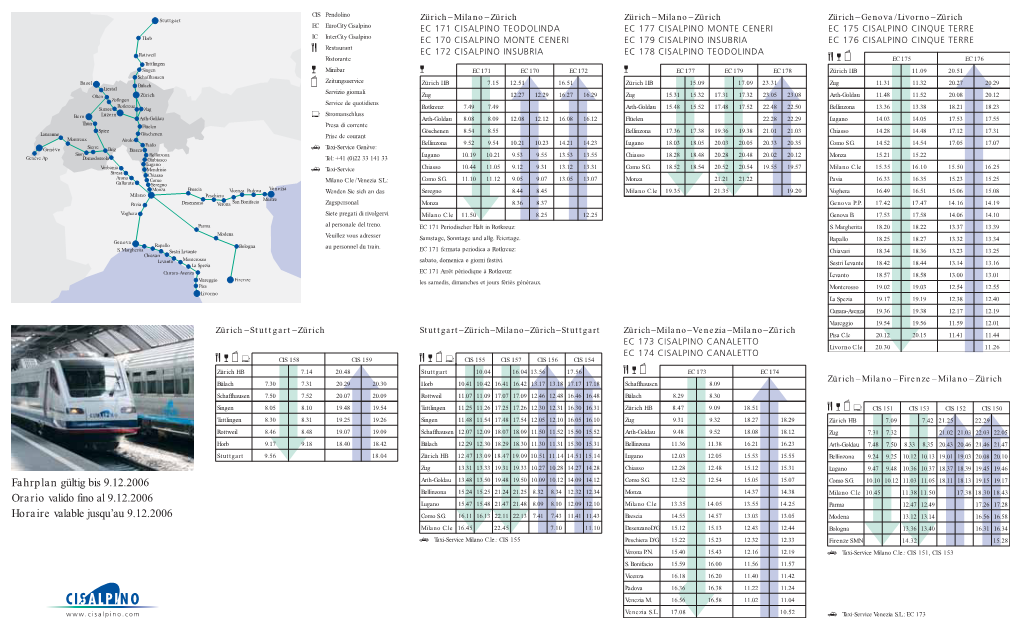 Fahrplan Gültig Bis 9.12.2006 Orario Valido Fino Al 9.12.2006 Horaire