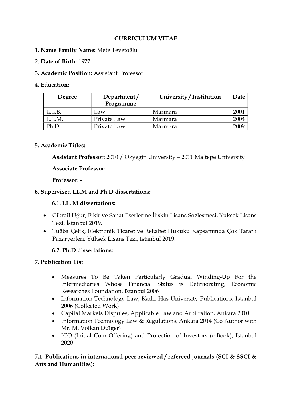 CV- Mete Tevetoğlu