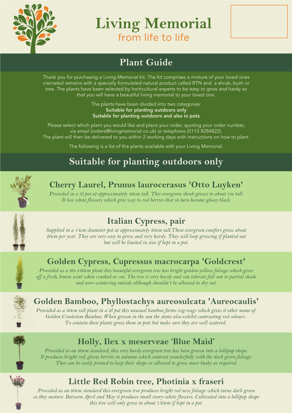 Living Memorial Pets & Humans Plant Guide